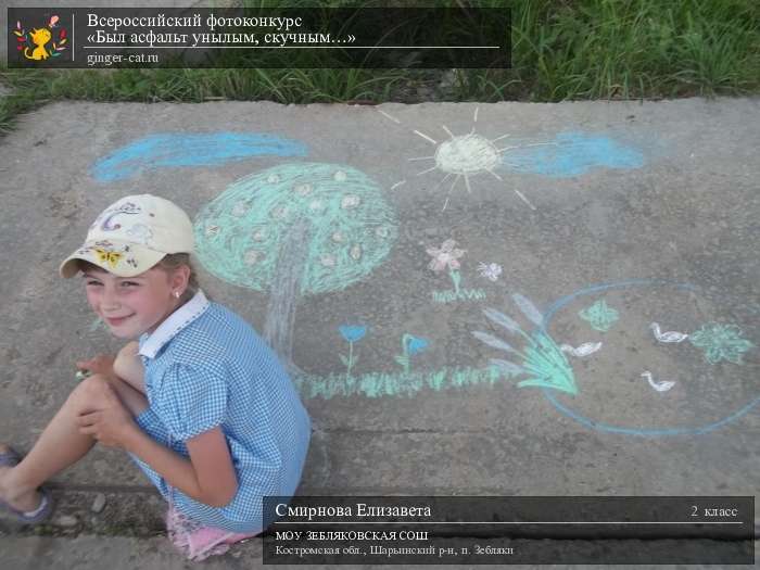 Всероссийский фотоконкурс «Был асфальт унылым, скучным…»  - детский рисунок, поделка, творческая работа, категория школьники, 2 класс, дистанционный конкурс, школьный конкурс