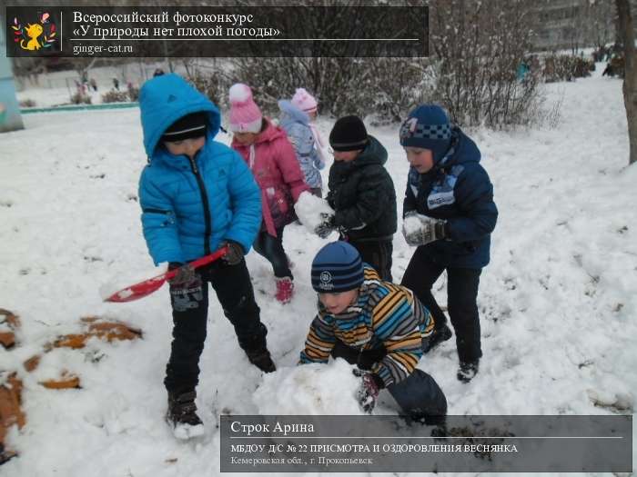 Всероссийский фотоконкурс «У природы нет плохой погоды»  - детский рисунок, поделка, творческая работа, категория дошкольники, детский сад, дистанционный конкурс, школьный конкурс