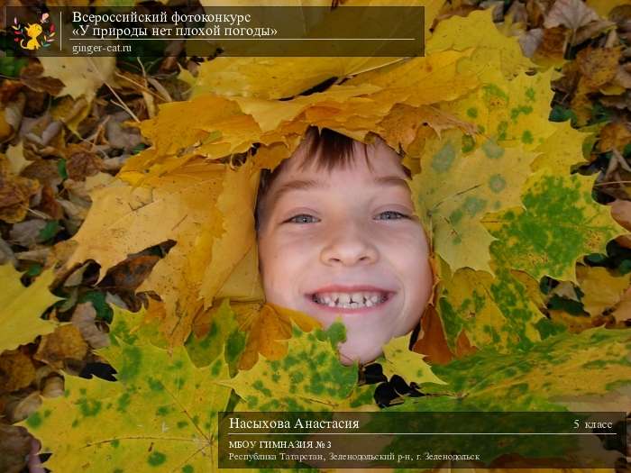 Всероссийский фотоконкурс «У природы нет плохой погоды»  - детский рисунок, поделка, творческая работа, категория школьники, 5 класс, дистанционный конкурс, школьный конкурс