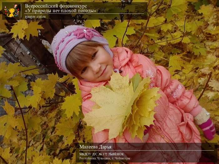 Всероссийский фотоконкурс «У природы нет плохой погоды»  - детский рисунок, поделка, творческая работа, категория дошкольники, детский сад, дистанционный конкурс, школьный конкурс