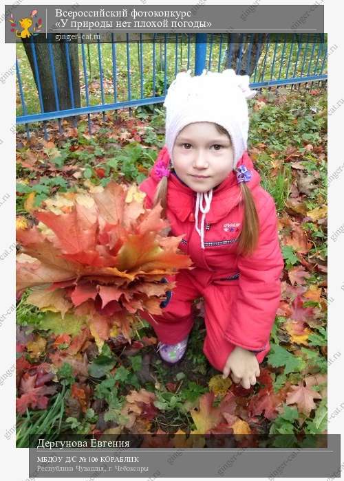 Всероссийский фотоконкурс «У природы нет плохой погоды»  - детский рисунок, поделка, творческая работа, категория дошкольники, детский сад, дистанционный конкурс, школьный конкурс