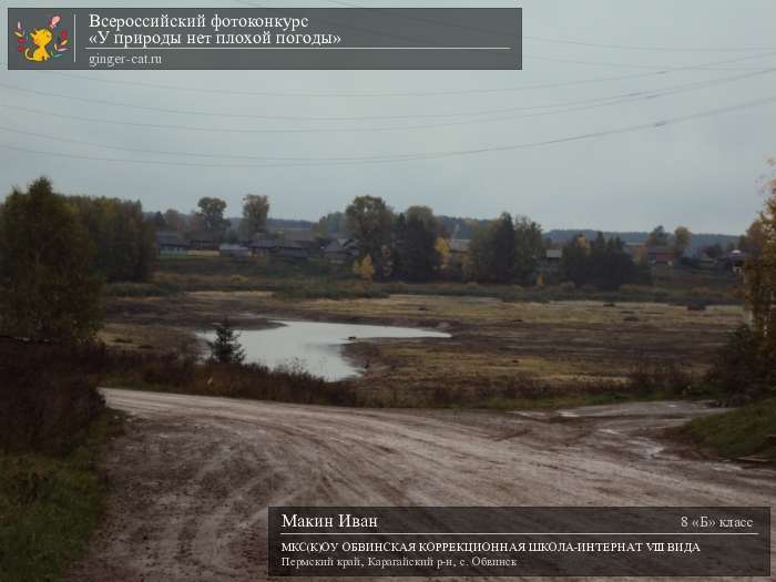 Всероссийский фотоконкурс «У природы нет плохой погоды»  - детский рисунок, поделка, творческая работа, категория школьники, 8 класс, дистанционный конкурс, школьный конкурс