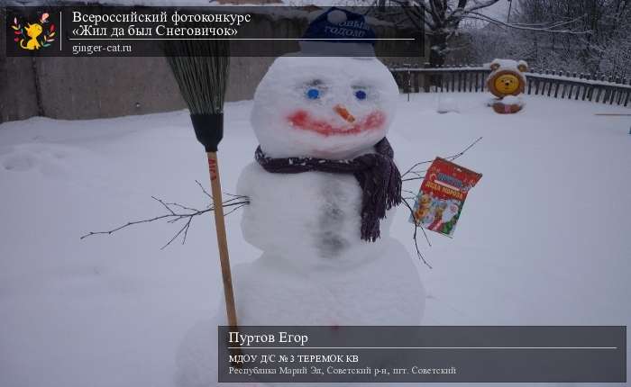 Всероссийский фотоконкурс «Жил да был Снеговичок»  - детский рисунок, поделка, творческая работа, категория дошкольники, детский сад, дистанционный конкурс, школьный конкурс