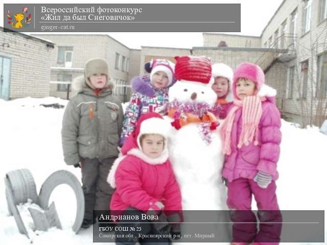 Всероссийский фотоконкурс «Жил да был Снеговичок»  - детский рисунок, поделка, творческая работа, категория дошкольники, детский сад, дистанционный конкурс, школьный конкурс