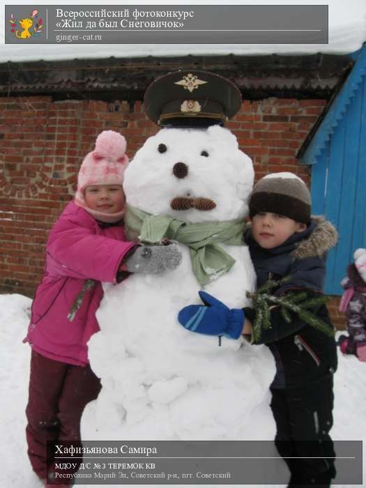 Всероссийский фотоконкурс «Жил да был Снеговичок»  - детский рисунок, поделка, творческая работа, категория дошкольники, детский сад, дистанционный конкурс, школьный конкурс