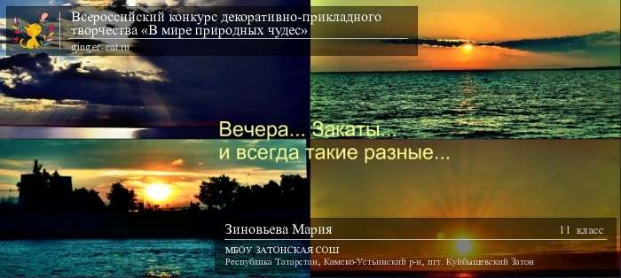 Всероссийский конкурс декоративно-прикладного творчества «В мире природных чудес»  - детский рисунок, поделка, творческая работа, категория школьники, 11 класс, дистанционный конкурс, школьный конкурс