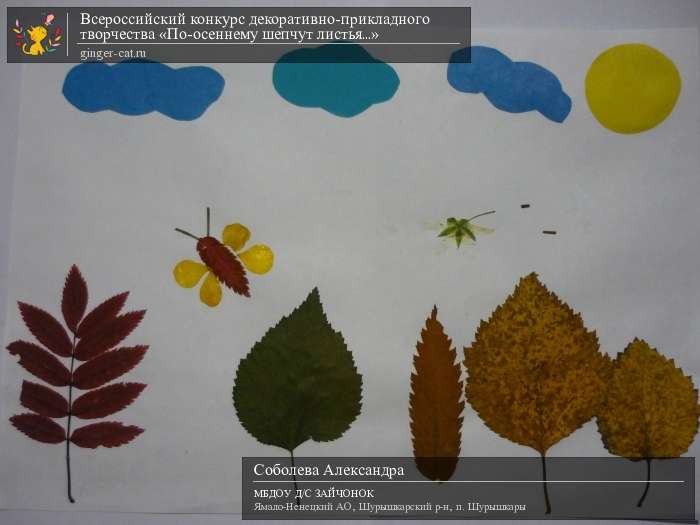 Всероссийский конкурс декоративно-прикладного творчества «По-осеннему шепчут листья...»  - детский рисунок, поделка, творческая работа, категория дошкольники, детский сад, дистанционный конкурс, школьный конкурс