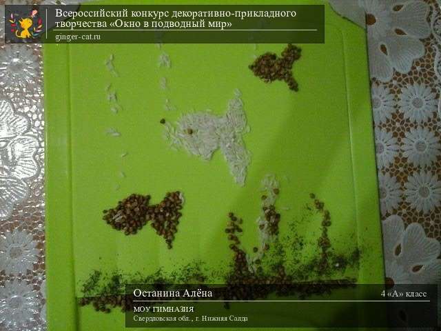 Всероссийский конкурс декоративно-прикладного творчества «Окно в подводный мир»  - детский рисунок, поделка, творческая работа, категория школьники, 4 класс, дистанционный конкурс, школьный конкурс