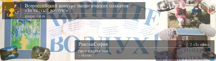 Всероссийский конкурс экологических плакатов «За чистый воздух!»  - детский рисунок, поделка, творческая работа, категория школьники, 2 класс, дистанционный конкурс, школьный конкурс