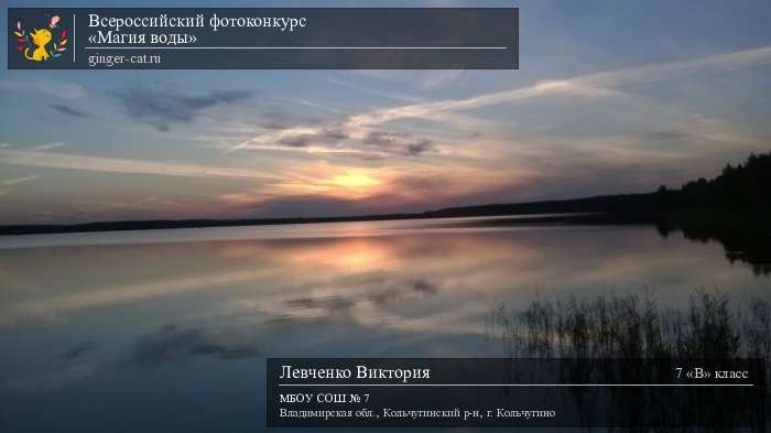 Всероссийский фотоконкурс «Магия воды»  - детский рисунок, поделка, творческая работа, категория школьники, 7 класс, дистанционный конкурс, школьный конкурс