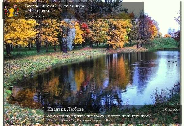 Всероссийский фотоконкурс «Магия воды»  - детский рисунок, поделка, творческая работа, категория школьники, 10 класс, дистанционный конкурс, школьный конкурс