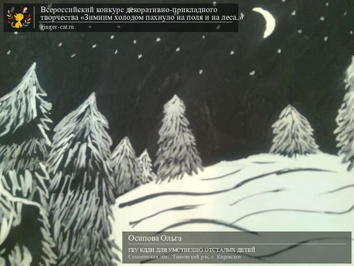 Всероссийский конкурс декоративно-прикладного творчества «Зимним холодом пахнуло на поля и на леса..»  - детский рисунок, поделка, творческая работа, категория дошкольники, детский сад, дистанционный конкурс, школьный конкурс