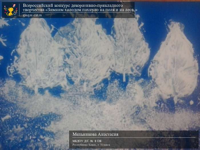 Всероссийский конкурс декоративно-прикладного творчества «Зимним холодом пахнуло на поля и на леса..»  - детский рисунок, поделка, творческая работа, категория дошкольники, детский сад, дистанционный конкурс, школьный конкурс