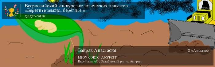 Всероссийский конкурс экологических плакатов «Берегите землю, берегите!»  - детский рисунок, поделка, творческая работа, категория школьники, 8 класс, дистанционный конкурс, школьный конкурс