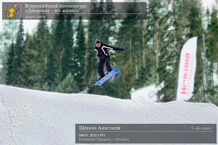 Всероссийский фотоконкурс «Движение - это жизнь!»  - детский рисунок, поделка, творческая работа, категория школьники, 9 класс, дистанционный конкурс, школьный конкурс