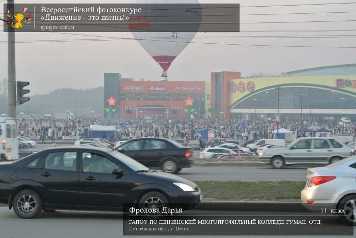 Всероссийский фотоконкурс «Движение - это жизнь!»  - детский рисунок, поделка, творческая работа, категория школьники, 11 класс, дистанционный конкурс, школьный конкурс