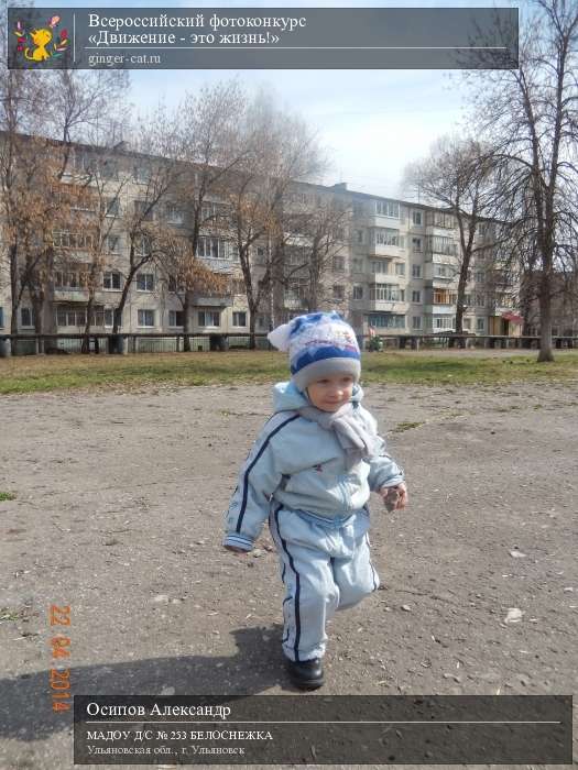 Всероссийский фотоконкурс «Движение - это жизнь!»  - детский рисунок, поделка, творческая работа, категория дошкольники, детский сад, дистанционный конкурс, школьный конкурс