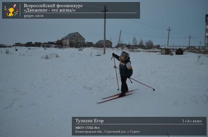 Всероссийский фотоконкурс «Движение - это жизнь!»  - детский рисунок, поделка, творческая работа, категория школьники, 3 класс, дистанционный конкурс, школьный конкурс