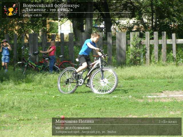 Всероссийский фотоконкурс «Движение - это жизнь!»  - детский рисунок, поделка, творческая работа, категория школьники, 3 класс, дистанционный конкурс, школьный конкурс