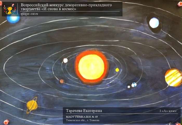 Всероссийский конкурс декоративно-прикладного творчества «И снова в космос»  - детский рисунок, поделка, творческая работа, категория школьники, 3 класс, дистанционный конкурс, школьный конкурс