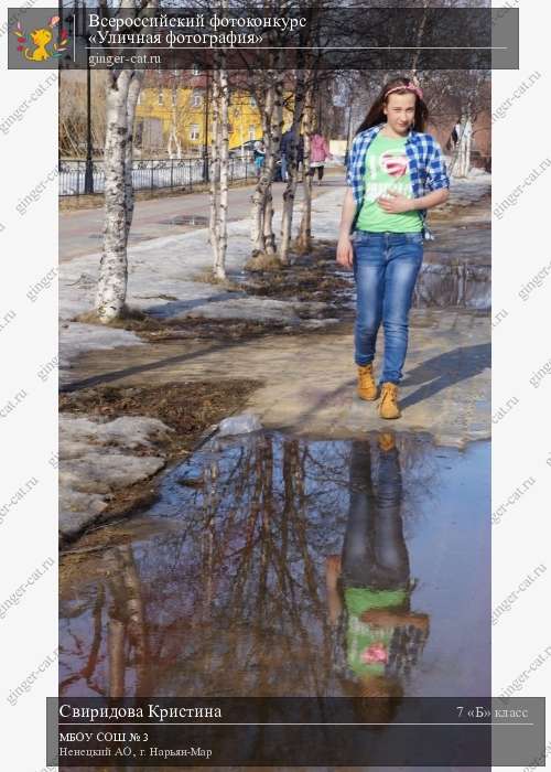 Всероссийский фотоконкурс «Уличная фотография»  - детский рисунок, поделка, творческая работа, категория школьники, 7 класс, дистанционный конкурс, школьный конкурс