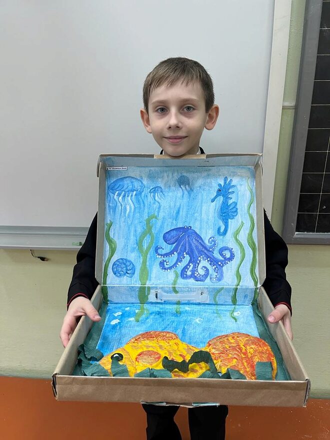Всероссийский творческий конкурс «Обитатели подводного царства»  - детский рисунок, поделка, творческая работа, категория школьники, 3 класс, дистанционный конкурс, школьный конкурс