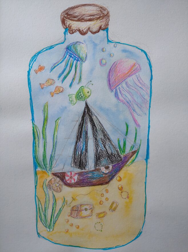 Всероссийский творческий конкурс «На дне морском»  - детский рисунок, поделка, творческая работа, категория школьники, 4 класс, дистанционный конкурс, школьный конкурс