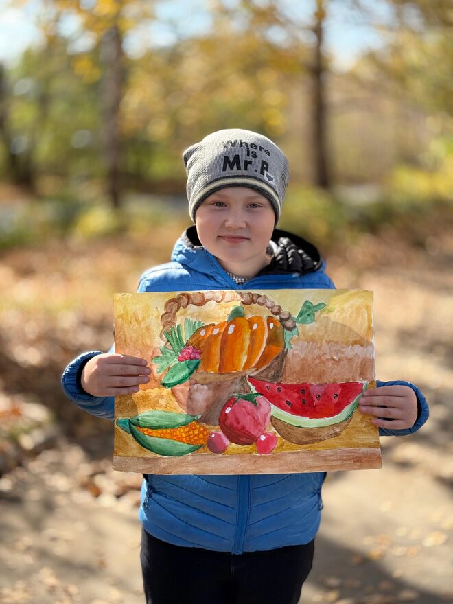 Всероссийский творческий конкурс «Дары осени»  - детский рисунок, поделка, творческая работа, категория школьники, 4 класс, дистанционный конкурс, школьный конкурс