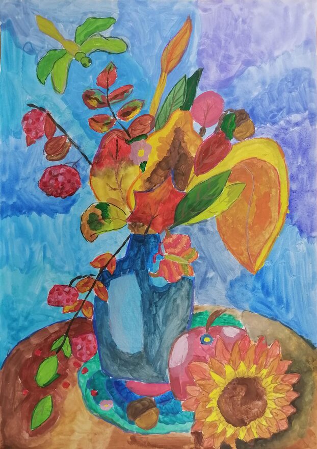 Всероссийский творческий конкурс «Дары осени»  - детский рисунок, поделка, творческая работа, категория школьники, 5 класс, дистанционный конкурс, школьный конкурс