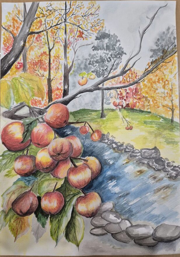 Всероссийский творческий конкурс «Очарование осени»  - детский рисунок, поделка, творческая работа, категория школьники, 9 класс, дистанционный конкурс, школьный конкурс