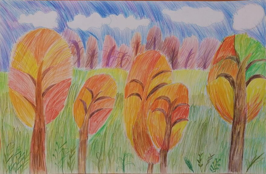 Всероссийский творческий конкурс «Очарование осени»  - детский рисунок, поделка, творческая работа, категория школьники, 7 класс, дистанционный конкурс, школьный конкурс