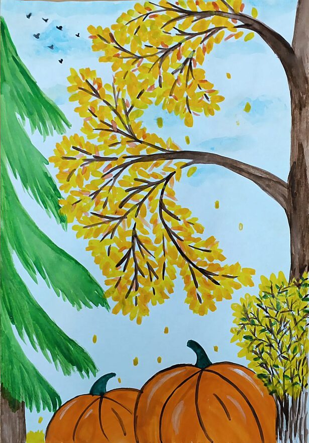 Всероссийский творческий конкурс «Очарование осени»  - детский рисунок, поделка, творческая работа, категория школьники, 1 класс, дистанционный конкурс, школьный конкурс