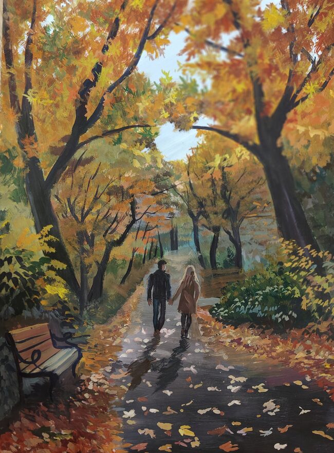 Всероссийский творческий конкурс «Очарование осени»  - детский рисунок, поделка, творческая работа, категория школьники, 7 класс, дистанционный конкурс, школьный конкурс