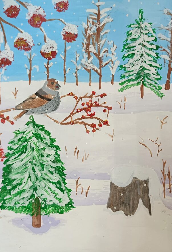 Всероссийский творческий конкурс «Разбросала зима покрывала...»  - детский рисунок, поделка, творческая работа, категория школьники, 6 класс, дистанционный конкурс, школьный конкурс