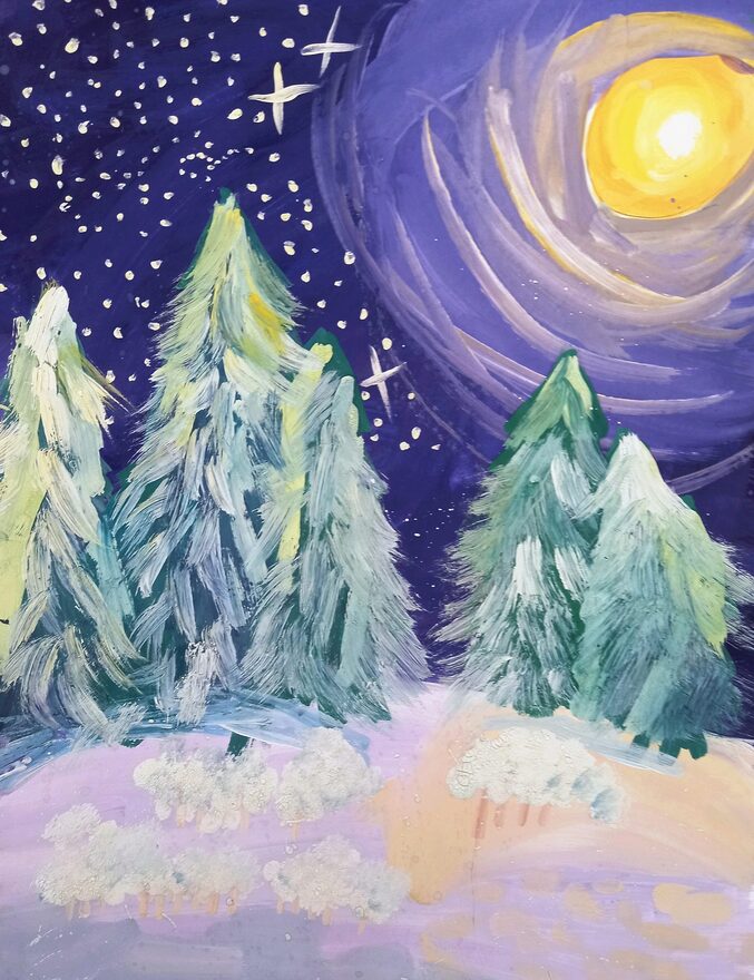 Всероссийский творческий конкурс «Разбросала зима покрывала...»  - детский рисунок, поделка, творческая работа, категория школьники, 2 класс, дистанционный конкурс, школьный конкурс