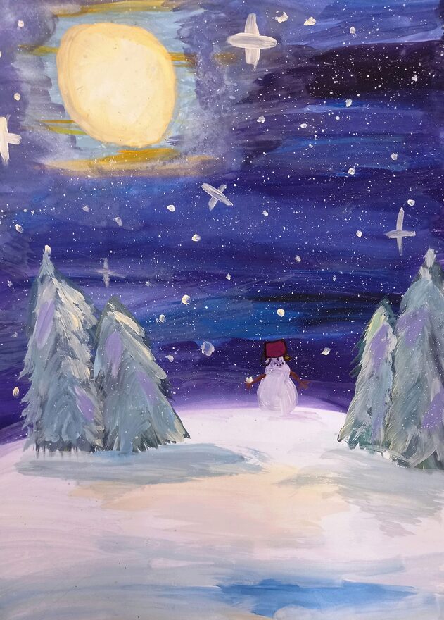 Всероссийский творческий конкурс «Разбросала зима покрывала...»  - детский рисунок, поделка, творческая работа, категория школьники, 5 класс, дистанционный конкурс, школьный конкурс