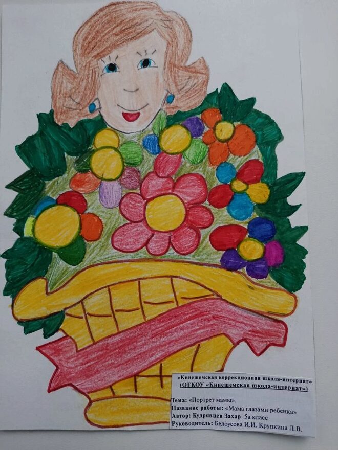 Всероссийский творческий конкурс «Мама – первое слово...»  - детский рисунок, поделка, творческая работа, категория школьники, 5 класс, дистанционный конкурс, школьный конкурс
