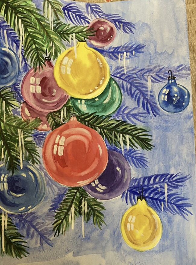 Всероссийский творческий конкурс «Пока часы двенадцать бьют...»  - детский рисунок, поделка, творческая работа, категория школьники, 4 класс, дистанционный конкурс, школьный конкурс