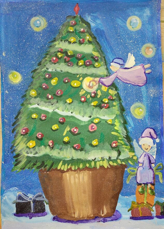 Всероссийский творческий конкурс «Пока часы двенадцать бьют...»  - детский рисунок, поделка, творческая работа, категория школьники, 2 класс, дистанционный конкурс, школьный конкурс