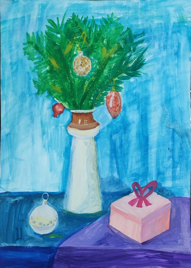 Всероссийский творческий конкурс «Пока часы двенадцать бьют...»  - детский рисунок, поделка, творческая работа, категория школьники, 2 класс, дистанционный конкурс, школьный конкурс