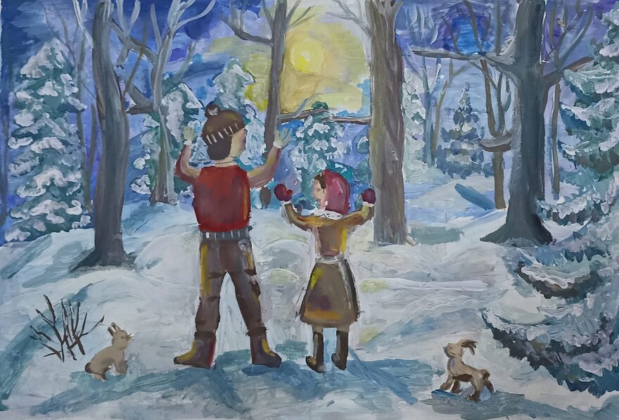 Всероссийский творческий конкурс «Пока часы двенадцать бьют...»  - детский рисунок, поделка, творческая работа, категория школьники, 5 класс, дистанционный конкурс, школьный конкурс