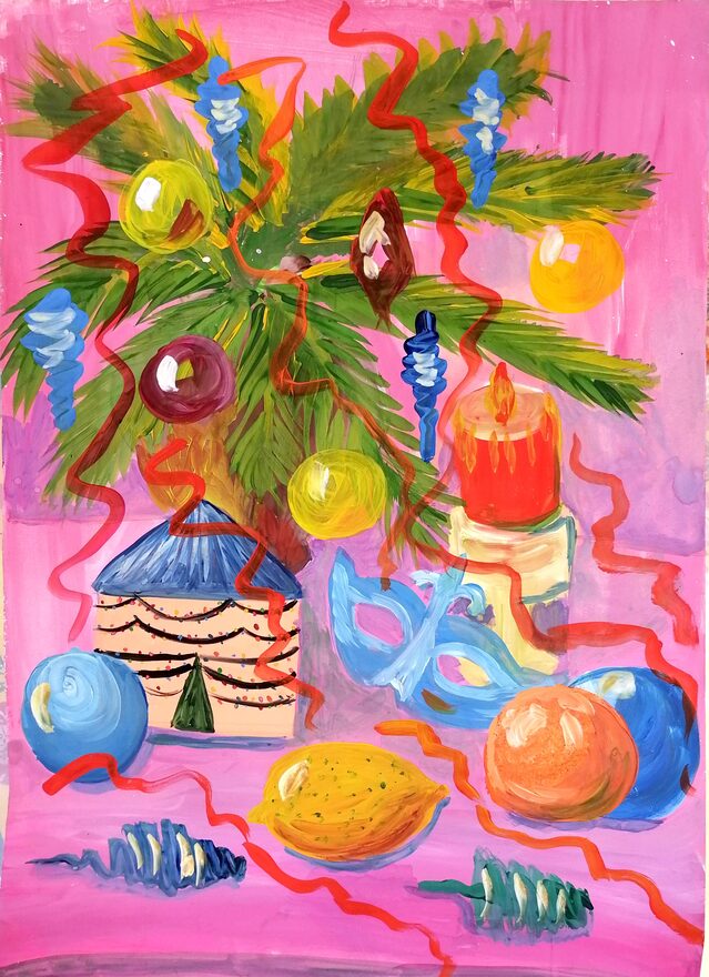 Всероссийский творческий конкурс «Пока часы двенадцать бьют...»  - детский рисунок, поделка, творческая работа, категория школьники, 6 класс, дистанционный конкурс, школьный конкурс