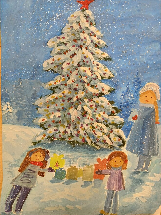 Всероссийский творческий конкурс «Пока часы двенадцать бьют...»  - детский рисунок, поделка, творческая работа, категория школьники, 4 класс, дистанционный конкурс, школьный конкурс