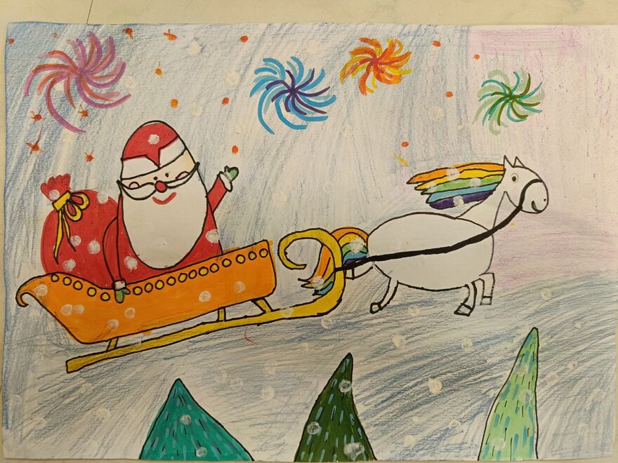 Всероссийский творческий конкурс «Пока часы двенадцать бьют...»  - детский рисунок, поделка, творческая работа, категория школьники, 1 класс, дистанционный конкурс, школьный конкурс