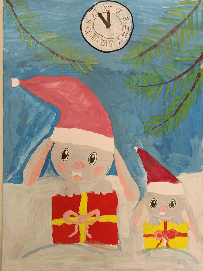 Всероссийский творческий конкурс «Пока часы двенадцать бьют...»  - детский рисунок, поделка, творческая работа, категория школьники, 3 класс, дистанционный конкурс, школьный конкурс