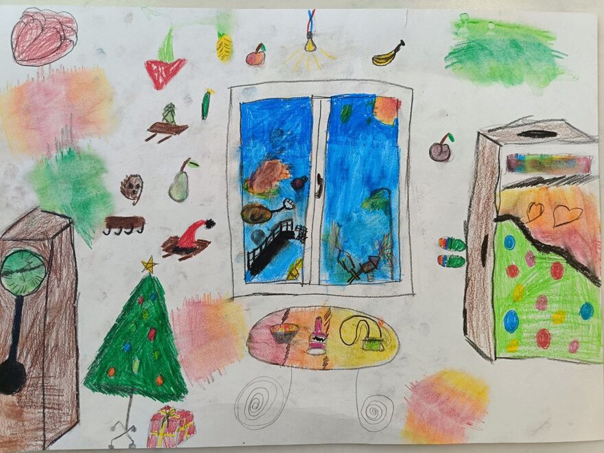 Всероссийский творческий конкурс «Пока часы двенадцать бьют...»  - детский рисунок, поделка, творческая работа, категория школьники, 1 класс, дистанционный конкурс, школьный конкурс