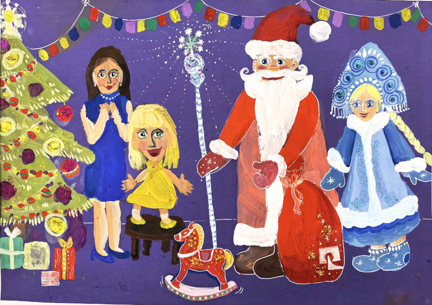 Всероссийский творческий конкурс «Пока часы двенадцать бьют...»  - детский рисунок, поделка, творческая работа, категория школьники, 1 класс, дистанционный конкурс, школьный конкурс