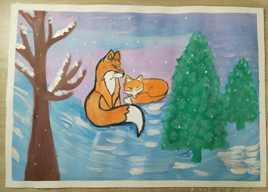 Всероссийский творческий конкурс «Поёт зима - аукает...»  - детский рисунок, поделка, творческая работа, категория школьники, 3 класс, дистанционный конкурс, школьный конкурс