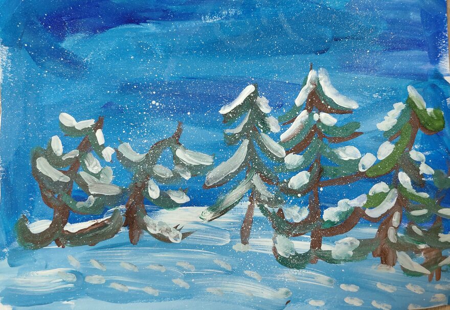Всероссийский творческий конкурс «Поёт зима - аукает...»  - детский рисунок, поделка, творческая работа, категория школьники, 1 класс, дистанционный конкурс, школьный конкурс