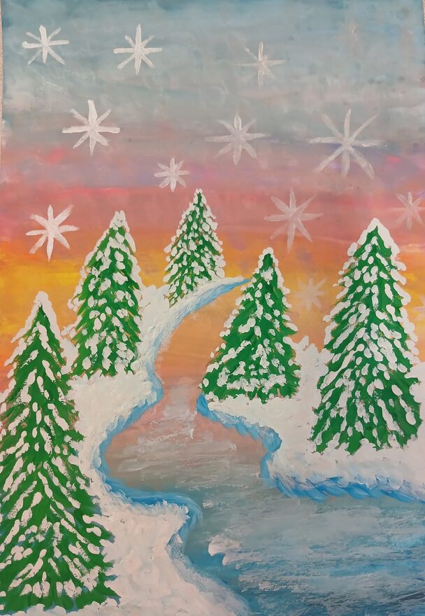 Всероссийский творческий конкурс «Поёт зима - аукает...»  - детский рисунок, поделка, творческая работа, категория школьники, 4 класс, дистанционный конкурс, школьный конкурс